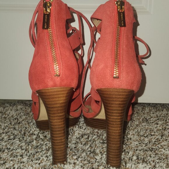 Michael Kors Sofia Platform Sandals Size 9 - Dusty Red Suede - Picture 5 of 11
